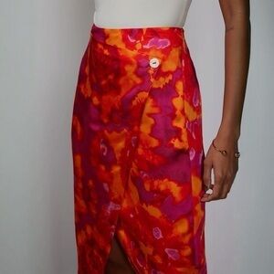 Watercolor Satin Wrap Floral Skirt Size 6​